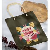 Bk Gift Yaz Temalı Haki Halat Saplı Kumaş Plaj Çantası -16 Baskılı Omuz Çantası