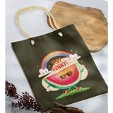 Bk Gift Yaz Temalı Haki Halat Saplı Kumaş Plaj Çantası -18 Baskılı Omuz Çantası