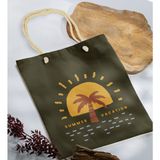 Bk Gift Yaz Temalı Haki Halat Saplı Kumaş Plaj Çantası -21 Baskılı Omuz Çantası