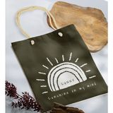 Bk Gift Yaz Temalı Haki Halat Saplı Kumaş Plaj Çantası -24 Baskılı Omuz Çantası