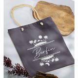 Bk Gift Yaz Temalı Isimli Antrasit Halat Saplı Kumaş Plaj Çantası -1 Baskılı Omuz Çantası