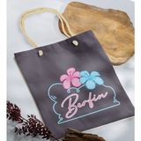 Bk Gift Yaz Temalı Isimli Antrasit Halat Saplı Kumaş Plaj Çantası -4 Baskılı Omuz Çantası
