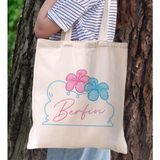 Bk Gift Yaz Temalı Isimli Kanvas Bez Plaj Çantası -4 Baskılı Omuz Çantası