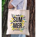 Bk Gift Yaz Temalı Kanvas Bez Plaj Çantası -1 Baskılı Omuz Çantası