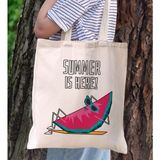 Bk Gift Yaz Temalı Kanvas Bez Plaj Çantası -10 Baskılı Omuz Çantası
