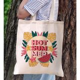 Bk Gift Yaz Temalı Kanvas Bez Plaj Çantası -16 Baskılı Omuz Çantası