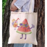 Bk Gift Yaz Temalı Kanvas Bez Plaj Çantası -19 Baskılı Omuz Çantası
