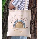 Bk Gift Yaz Temalı Kanvas Bez Plaj Çantası -22 Baskılı Omuz Çantası