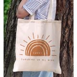Bk Gift Yaz Temalı Kanvas Bez Plaj Çantası -24 Baskılı Omuz Çantası
