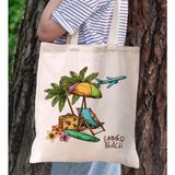 Bk Gift Yaz Temalı Kanvas Bez Plaj Çantası -3 Baskılı Omuz Çantası