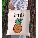 Bk Gift Yaz Temalı Kanvas Bez Plaj Çantası -4 Baskılı Omuz Çantası