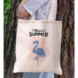 Bk Gift Yaz Temalı Kanvas Bez Plaj Çantası -7 Baskılı Omuz Çantası