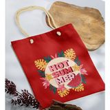 Bk Gift Yaz Temalı Kırmızı Halat Saplı Kumaş Plaj Çantası -16 Baskılı Omuz Çantası