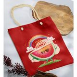 Bk Gift Yaz Temalı Kırmızı Halat Saplı Kumaş Plaj Çantası -18 Baskılı Omuz Çantası