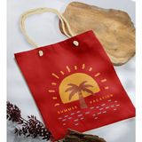 Bk Gift Yaz Temalı Kırmızı Halat Saplı Kumaş Plaj Çantası -21 Baskılı Omuz Çantası