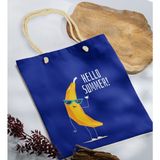 Bk Gift Yaz Temalı Saks Mavi Halat Saplı Kumaş Plaj Çantası -11 Baskılı Omuz Çantası