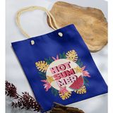 Bk Gift Yaz Temalı Saks Mavi Halat Saplı Kumaş Plaj Çantası -16 Baskılı Omuz Çantası