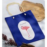 Bk Gift Yaz Temalı Saks Mavi Halat Saplı Kumaş Plaj Çantası -17 Baskılı Omuz Çantası
