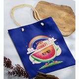Bk Gift Yaz Temalı Saks Mavi Halat Saplı Kumaş Plaj Çantası -18 Baskılı Omuz Çantası