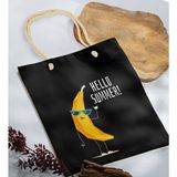 Bk Gift Yaz Temalı Siyah Halat Saplı Kumaş Plaj Çantası -11 Baskılı Omuz Çantası