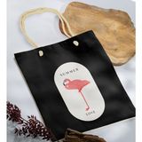 Bk Gift Yaz Temalı Siyah Halat Saplı Kumaş Plaj Çantası -17 Baskılı Omuz Çantası