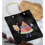 Bk Gift Yaz Temalı Siyah Halat Saplı Kumaş Plaj Çantası -19 Baskılı Omuz Çantası