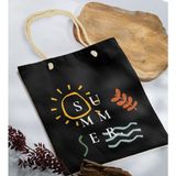 Bk Gift Yaz Temalı Siyah Halat Saplı Kumaş Plaj Çantası -20 Baskılı Omuz Çantası