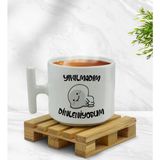 BK Gift Yıkılmadım Dinleniyorum Tasarımlı Middle Beyaz Kupa Bardak