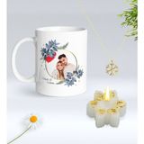 BK Gift Yılbaşı Hediyesi Bk Gift Kişiye Özel Yeni Yıl Tasarımlı Beyaz Kupa Bardak, Kar Tanesi Kolye ve Kar Tanesi Mum Hediye Seti-1, Sevgiliye Hediye, Arkadaşa Hediye