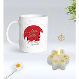 BK Gift Yılbaşı Hediyesi Bk Gift Kişiye Özel Yeni Yıl Tasarımlı Beyaz Kupa Bardak, Kar Tanesi Kolye ve Kar Tanesi Mum Hediye Seti-4, Sevgiliye Hediye, Arkadaşa Hediye