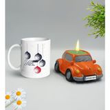 BK Gift Yılbaşı Hediyesi Bk Gift Kişiye Özel Yeni Yıl Tasarımlı Beyaz Kupa Bardak ve Plakalı Nostaljik Vosvos Mum Hediye Seti-11, Sevgiliye, Arkadaşa Hediye