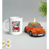 BK Gift Yılbaşı Hediyesi Bk Gift Kişiye Özel Yeni Yıl Tasarımlı Beyaz Kupa Bardak ve Plakalı Nostaljik Vosvos Mum Hediye Seti-2, Sevgiliye, Arkadaşa Hediye