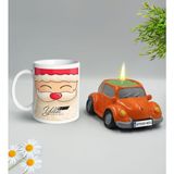 BK Gift Yılbaşı Hediyesi Bk Gift Kişiye Özel Yeni Yıl Tasarımlı Beyaz Kupa Bardak ve Plakalı Nostaljik Vosvos Mum Hediye Seti-9, Sevgiliye, Arkadaşa Hediye