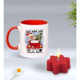BK Gift Yılbaşı Hediyesi Bk Gift Kişiye Özel Yeni Yıl Tasarımlı Kırmızı Kupa Bardak ve Kırmızı Kar Tanesi Kokulu Mum Hediye Seti-2, Sevgiliye, Arkadaşa Hediye