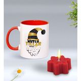 BK Gift Yılbaşı Hediyesi Bk Gift Kişiye Özel Yeni Yıl Tasarımlı Kırmızı Kupa Bardak ve Kırmızı Kar Tanesi Kokulu Mum Hediye Seti-6, Sevgiliye, Arkadaşa Hediye