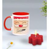 BK Gift Yılbaşı Hediyesi Bk Gift Kişiye Özel Yeni Yıl Tasarımlı Kırmızı Kupa Bardak ve Kırmızı Kar Tanesi Kokulu Mum Hediye Seti-9, Sevgiliye, Arkadaşa Hediye
