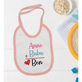 Bk Kids Anne Baba Tasarımlı Pembe Bebek Mama Önlüğü-1 - 0 - 2 Yaş - Beyaz