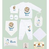 Bk Kids Kişiye Özel 10 Parça Beyaz Hastane Çıkışı Battaniye ve Yastık Hediye Seti, Yeni Doğan Bebek Giyim Hediyesi-8 - Yenidoğan