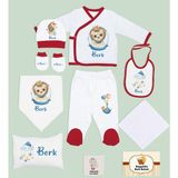 Bk Kids Kişiye Özel 10 Parça Kırmızı Hastane Çıkışı Battaniye ve Yastık Hediye Seti, Yeni Doğan Bebek Giyim Hediyesi-8 - Yenidoğan - Renkli
