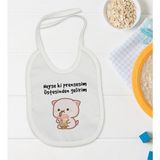 Bk Kids Prensesim Üstesinden Gelirim Tasarımlı Beyaz Bebek Mama Önlüğü-1 - 0 - 2 Yaş