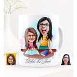 BK Kişiye Özel Anne Kız Karikatürlü Beyaz Kupa Bardak