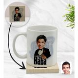 BK Kişiye Özel Baba Godfather Karikatürlü Beyaz Kupa Bardak ve Ahşap Bardak Altlığı Hediye Seti - Model 4