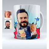 BK Kişiye Özel Baba Oğul Karikatürlü Beyaz Kupa Bardak