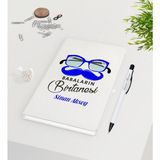BK Kişiye Özel Babaların Bir Tanesi Tasarımlı 9X14CM Beyaz Defter ve Kalem Seti - Model 1