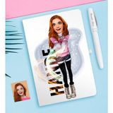 BK Kişiye Özel Barbie Bebek Karikatürlü Beyaz Defter ve Kalem Hediye Seti-1