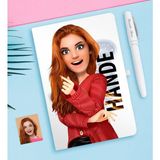 BK Kişiye Özel Barbie Bebek Karikatürlü Beyaz Defter ve Kalem Hediye Seti-2