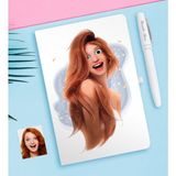 BK Kişiye Özel Barbie Bebek Karikatürlü Beyaz Defter ve Kalem Hediye Seti-9