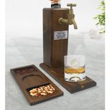 BK Kişiye Özel Baş Harf Isim Tasarımlı Viski Bardağı & Musluklu Doğal Ahşap Içki Standı & Masif Ahşap Dikdörtgen Sunum Tabağı Çerezlik Hediye Seti-6