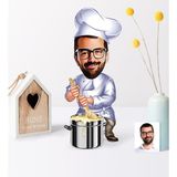 BK Kişiye Özel Bay Aşçı Karikatür Ahşap Biblo - 1 - Renkli