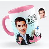 BK Kişiye Özel Bay Bankacı Karikatürlü Pembe Kupa Bardak - 2